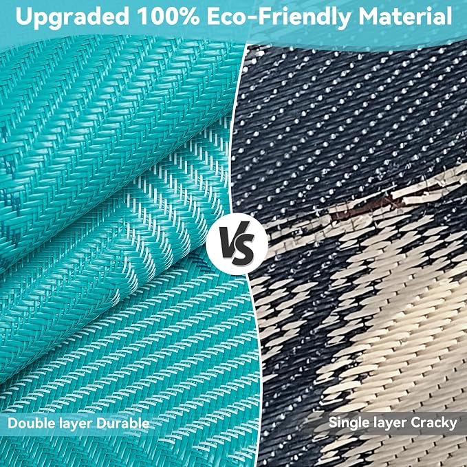 UKISS Outdoor Rug Carpet，Reversible Portable Plastic Straw Camping Rugs， 8' x - Image 7
