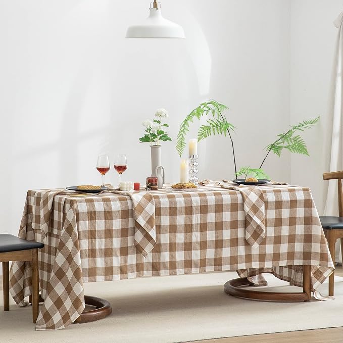 EVERLY 100% Yarn-Dyed Linen Rectangle Tablecloths 60x108Inches - Image 3