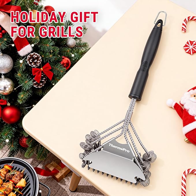 ThermoPro BBQ Grill Brush with Wide Scraper, Bristle-Free Stainless Steel - Image 7