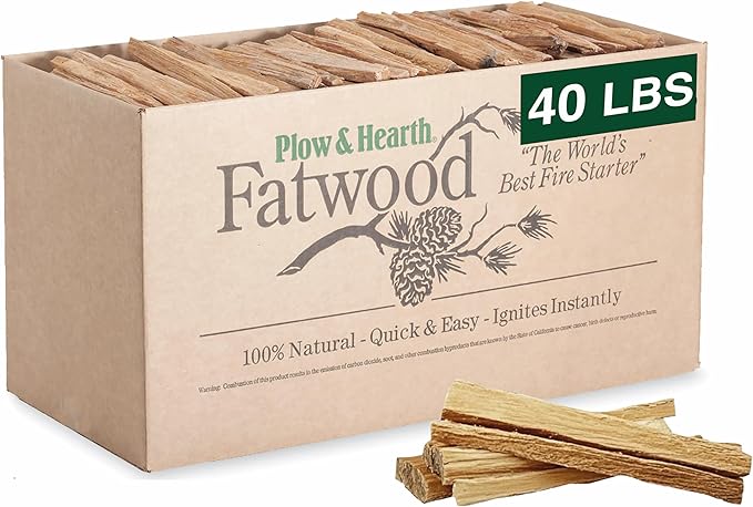 Plow & Hearth 40 LB Fatwood Fire Starter, Organic Kindling Sticks, Non Toxic by PlowHearth