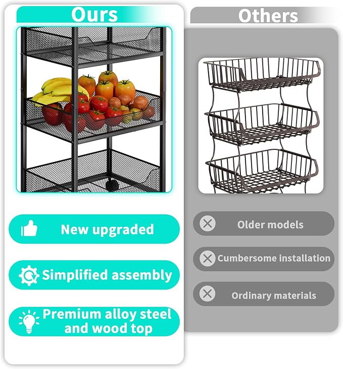 HapiRm Fruit Basket Kitchen Cart - Image 3