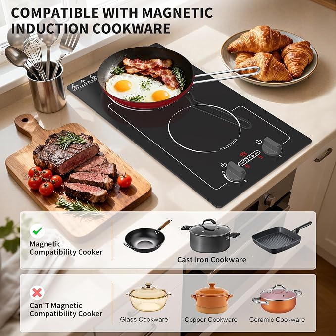 VBGK Induction Cooktop, 110V 2300W 2 burner hot plate - Image 5