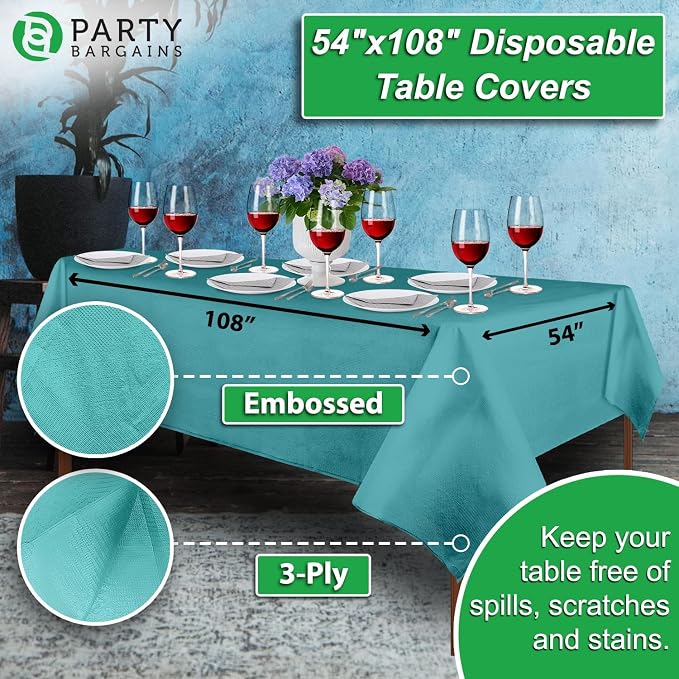 PARTY BARGAINS 54" X 108" Paper & Plastic Table Covers, 10 Pack - Image 2