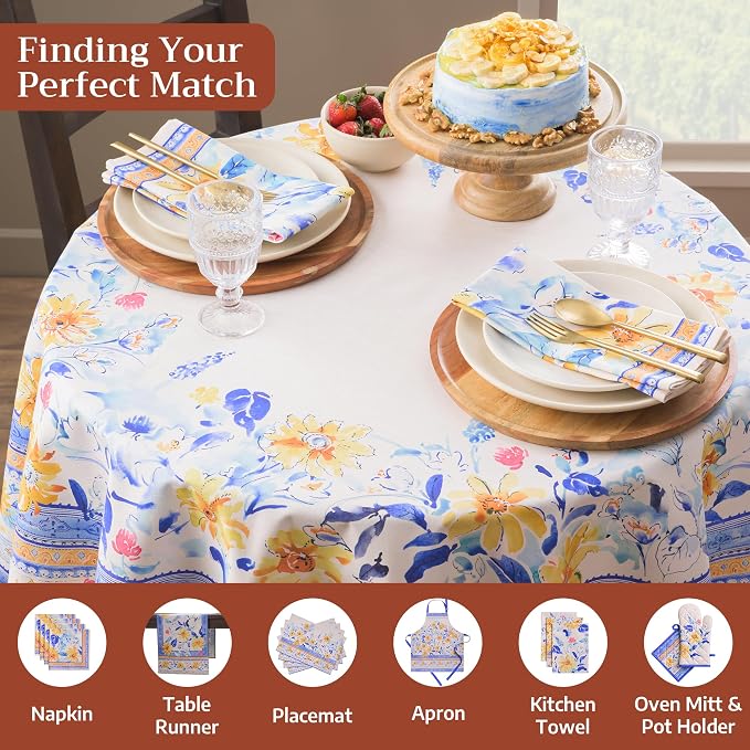 Maison d'Hermine Table Cloth Round Table 100% Cotton Tablecloth - Image 4