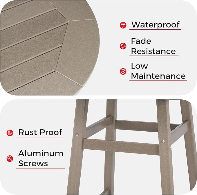 Costaelm Patio Bistro Table, Outdoor Bistro Dining Pub Table - Image 5