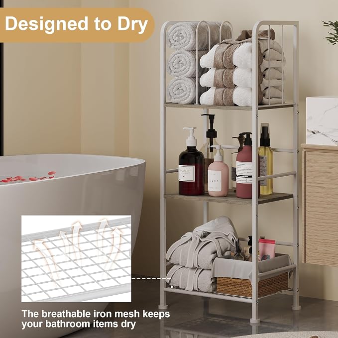 Towel Rack Free Standing 3-Tier M-Shaped Detachable Dividers, Durable Metal - Image 3