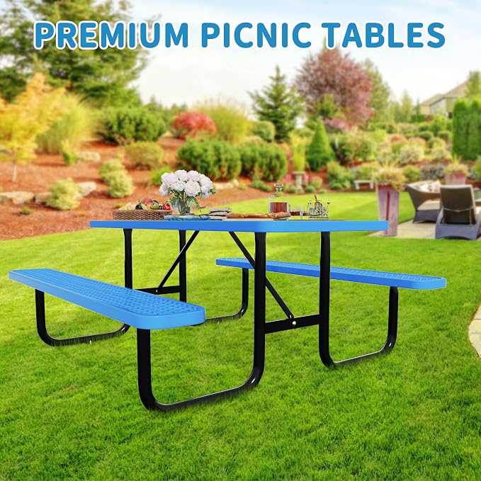 6FT Rectangular Metal Picnic Table - Image 7