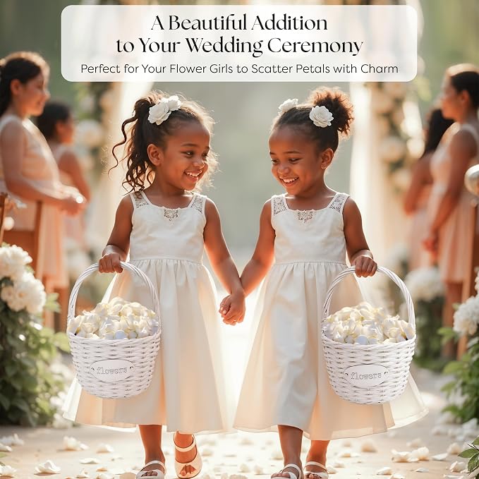 Flower Girl Basket | Handcrafted Natural Wicker Flower Baskets - Image 5