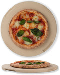 Pizza Stone 12.6in Round Baking & Grilling Stone, BBQ and Grill. Innovative by ROCKSHEAT