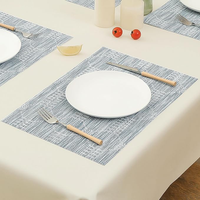 Leetaltree Jacquard Blue Placemats Set of 4 - Image 8