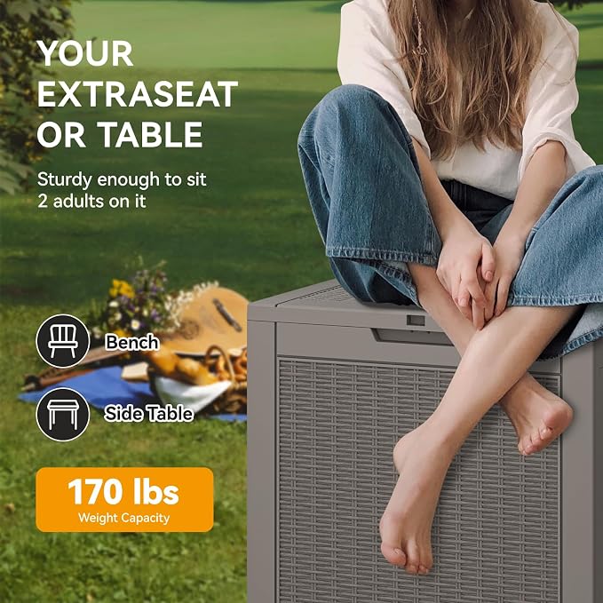 KAMABOKO 31 Gallon Outdoor Storage Box, Resin Deck Boxes Indoor and outdoor - Image 6