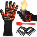 BBQ Grill Gloves Kit, 1472°F Heat Resistant BBQ Gloves/Long Non-Slip Oven Mitts by UTOI