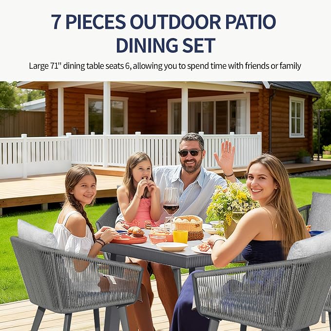 7 Pieces Patio Dining Set for 6 - Image 8