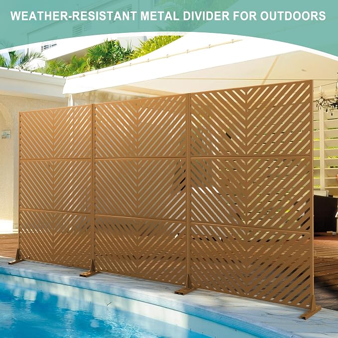 Metal Privacy Screen for Outdoor & Indoor Use, Free Standing Privacy Screen for - Image 5