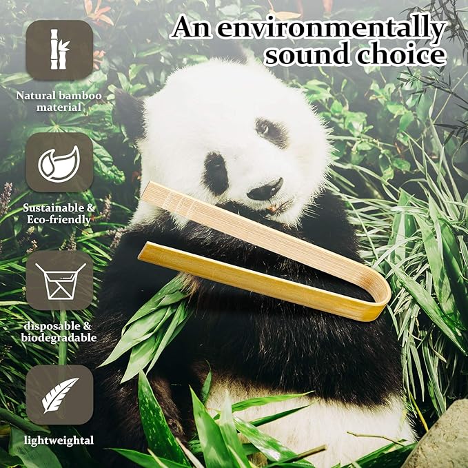 Tongs, 90 Count Disposable Bamboo Brown, 4 Inch Mini Size
