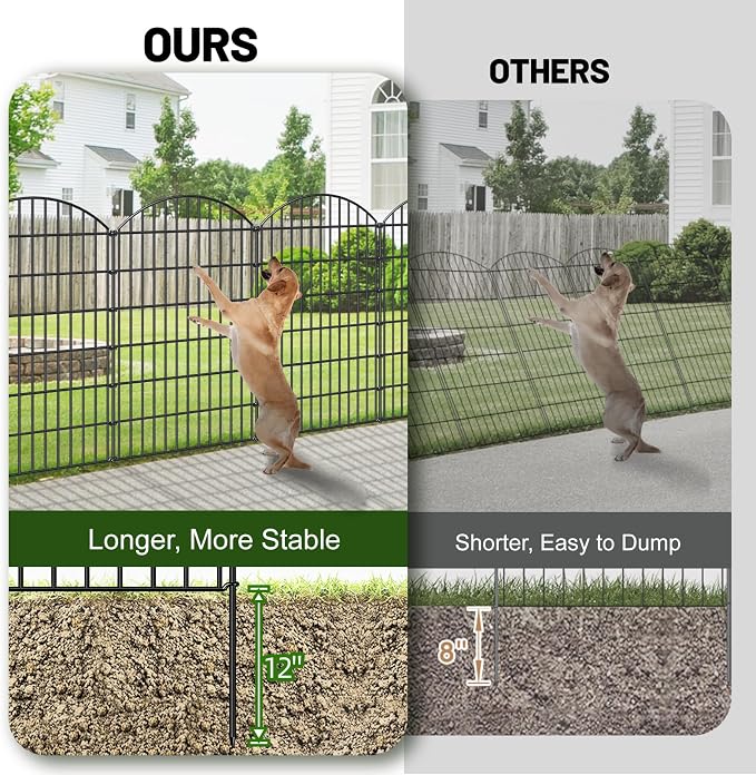 Metal Garden Fence 48in x 20.3ft, 8 Panels + 9 Stakes Dog Fence Border Fence - Image 4