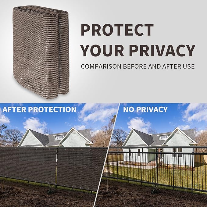 LOVE STORY Custom Size 3.3'x16' Brown Balcony Privacy Screen, UV Block Privacy - Image 5