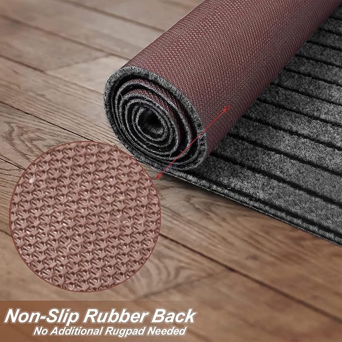 4' x 21' Runner Rugs with Rubber Backing, Indoor Outdoor Utility Carpet Runner - Image 3