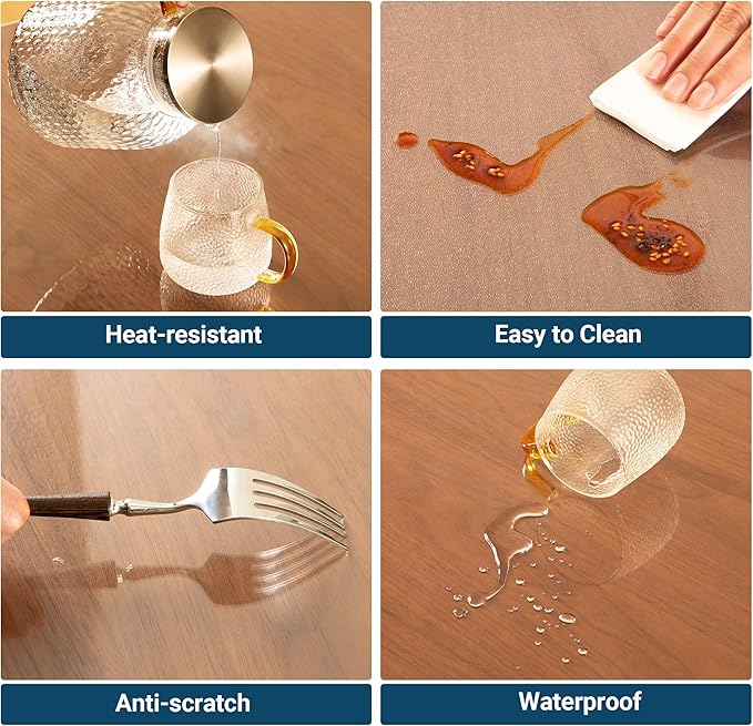Clear Round Table Cover Protector 46 Inch, 1.5mm Transparent Plastic Table - Image 3