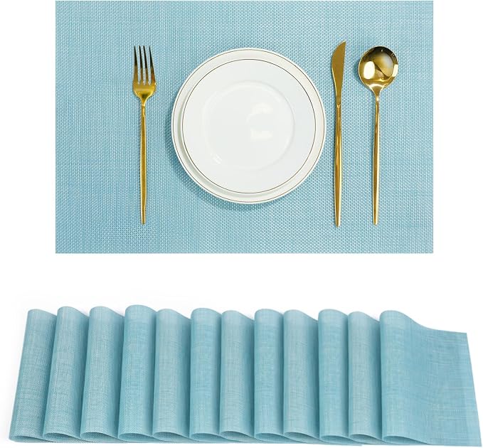 Placemats Set of 12，Non-Slip PVC Weave Table Mats Easy to Clean，Heat Resistant by flohar