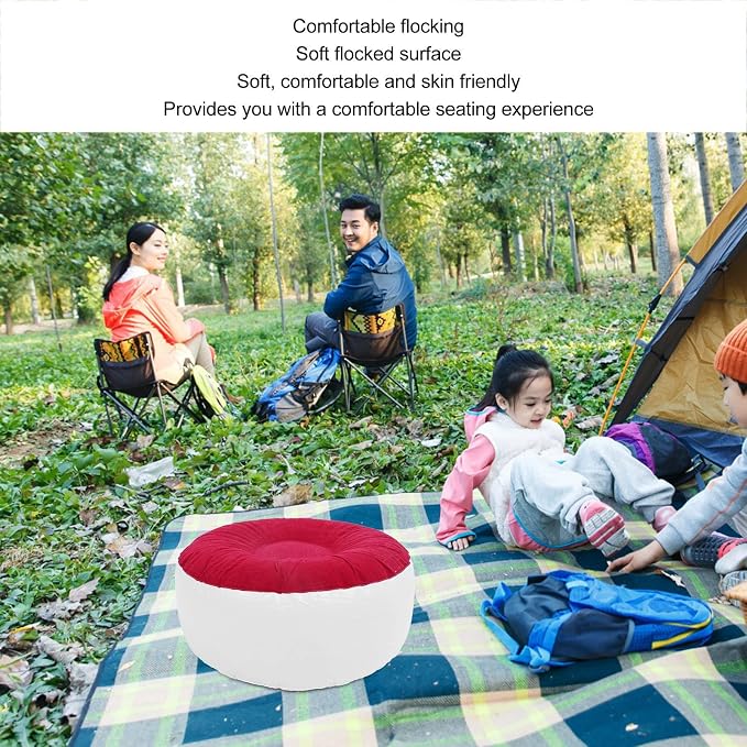 ZJchao Inflatable Pouf Ottoman, Outdoor Ottoman, Inflatable Foot Rest, Flocking - Image 2