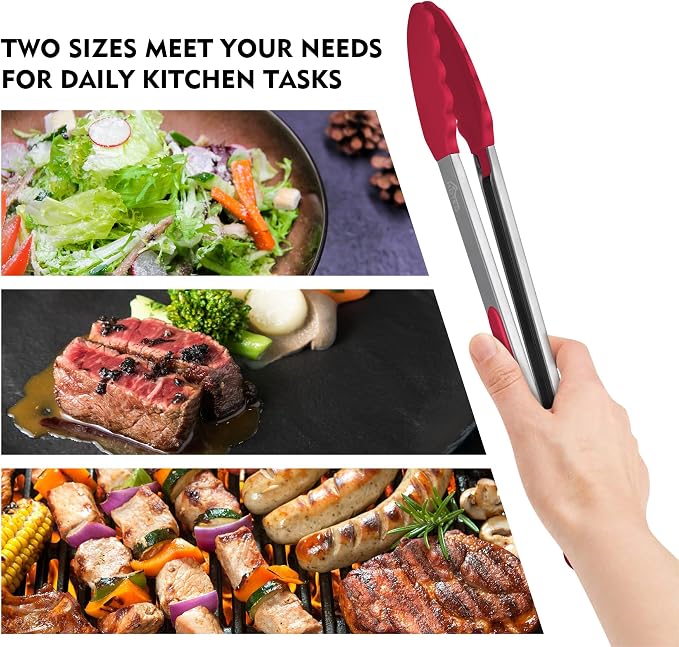 HOTEC Premium Stainless Steel Locking Kitchen Tongs - Image 9