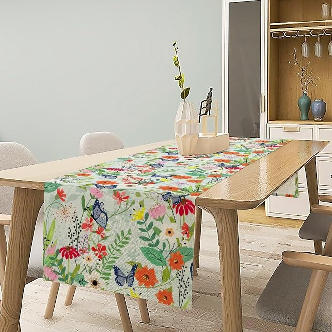 Butterfly Table Runner, Colorful Wildflower Butterfly Spring Table Runner - Image 3