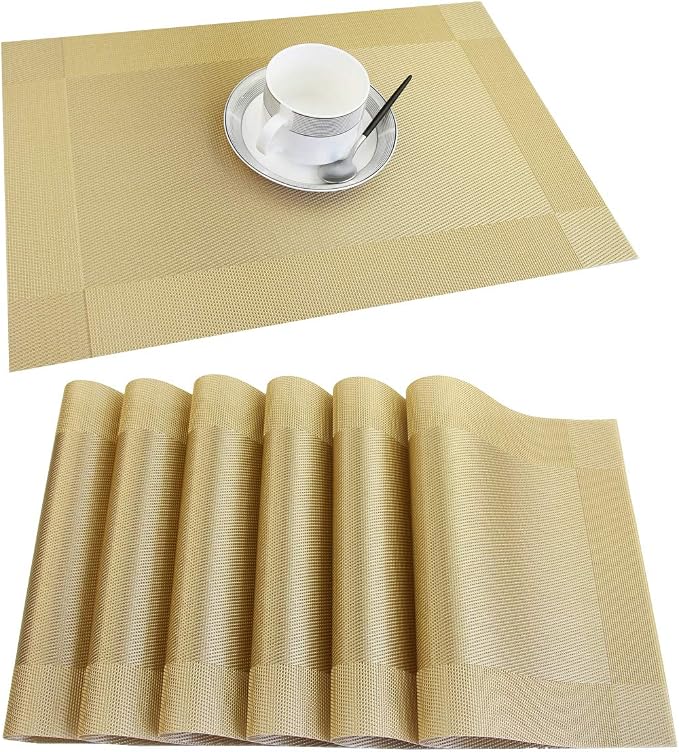 Placemats Vinyl Twill Weave Heat-Resistant Table Mats Washable Kitchen Placemats - Image 3