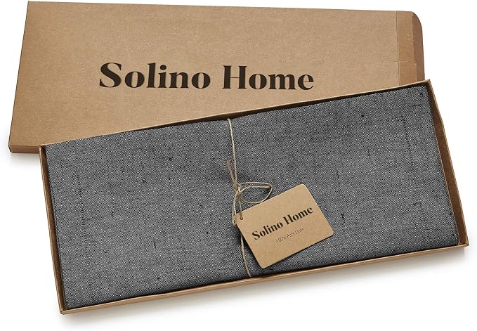 Solino Home Linen Charcoal Grey Table Runner 156 Inches Long - Image 5