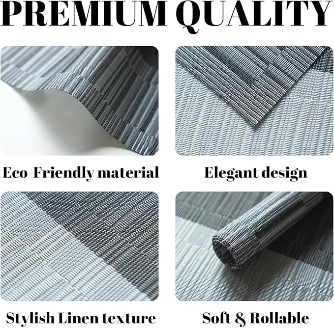 Placemats Set of 6 Vinyl/Plastic Woven Place Mats - Image 2