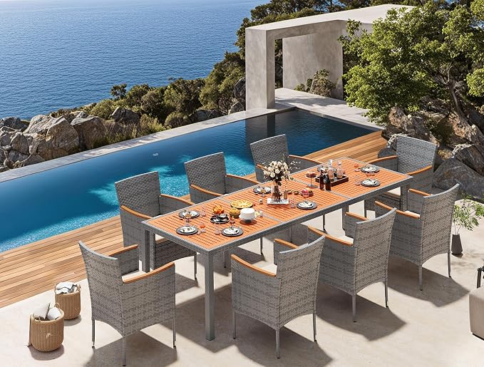 Devoko Outdoor Patio Dining Sets 9 Pieces Wicker Outdoor Dining Table and - Image 6