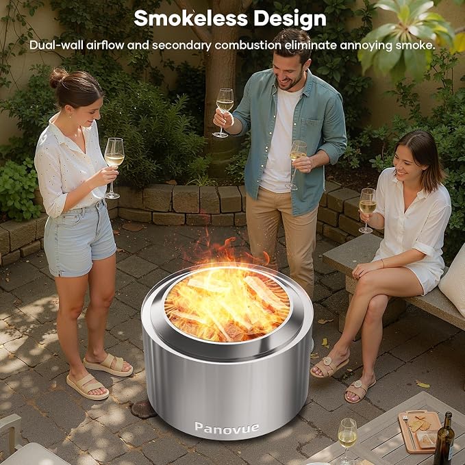 22 Inch Smokeless Fire Pit, Stainless Steel Wood Burning Outdoor Firepit - Image 3