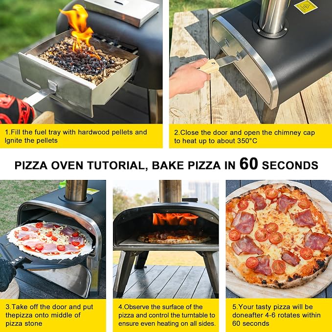 Pizza Oven Outdoor 12" Wood Fired Pizza Ovens Pellet Pizza Stove - Image 7
