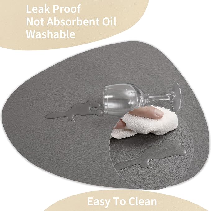 Myir JUN Placemats, Dual-Sided Placemats Waterproof Faux Leather Placemats Set - Image 3
