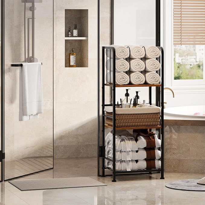 Towel Rack Free Standing 3-Tier M-Shaped Detachable Dividers, Durable Metal - Image 7