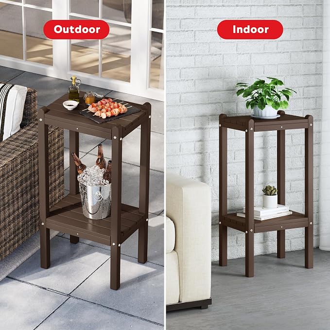 Costaelm Outdoor Side Table, 2-Tier Small Patio Coffee Tables - Image 7
