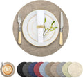 Round Faux Leather Placemats and Coasters, Reversible Heat Resistant Non-Slip by LANDVIEW