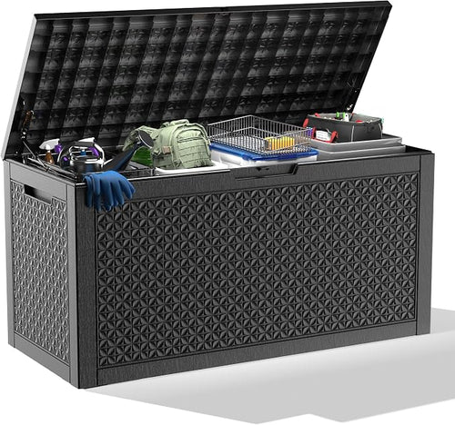 121 Gallon Large Deck Box, Resin Outdoor Storage Box by OutdoorLivingPerfected