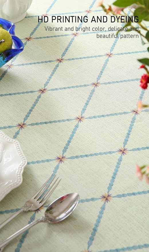 ISAENNE Designer Linen Floral Small Round Tablecloth, Light Green Farmhouse - Image 5