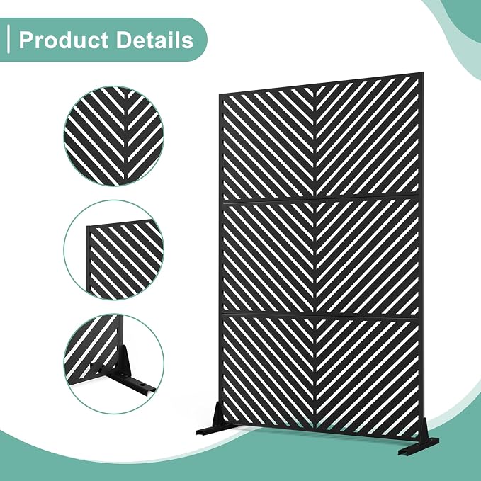 Metal Privacy Screen for Outdoor & Indoor Use, Free Standing Privacy Screen for - Image 4
