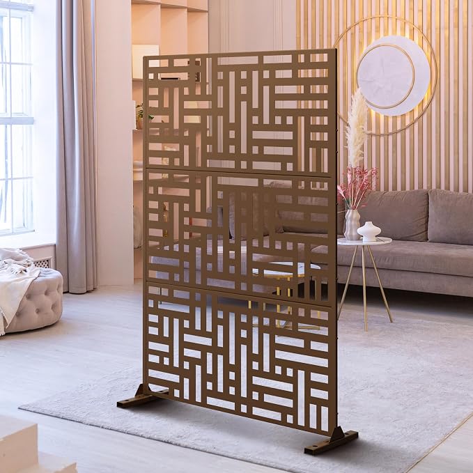 Metal Privacy Screen Outdoor 72" H×47" W, Freestanding Decorative Privacy Screen - Image 6