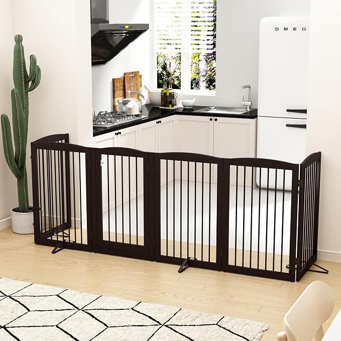 Freestanding Pet Gate with Door, Tall Dog Gate - Image 2