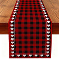 Valentine’s Day Love Heart Red Black Buffalo Plaid Table Runner 13x36 Inch by Potanhugie