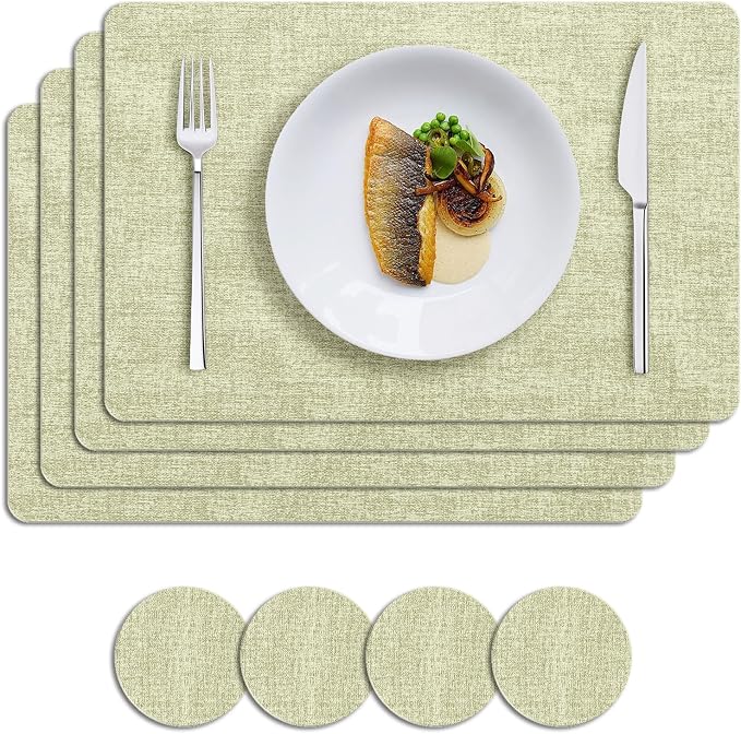 MOSAYT Faux Leather Placemats Set of 6, Heat Resistant Vinyl Place Mats by MOSAYT