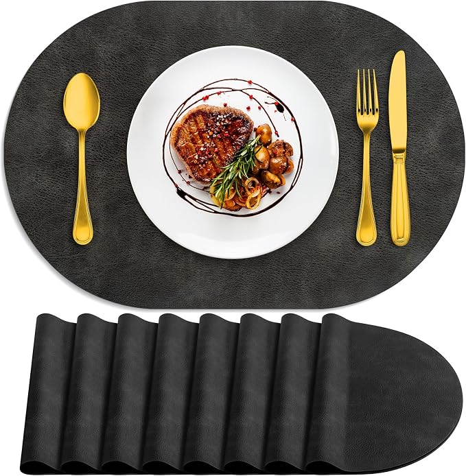 ADRIMER Placemats, Heat Resistant Oval Placemats Set of 8 Washable 12 x 17 Inch by Adrimersdreamistobeanindispensablecompanioninyourlife