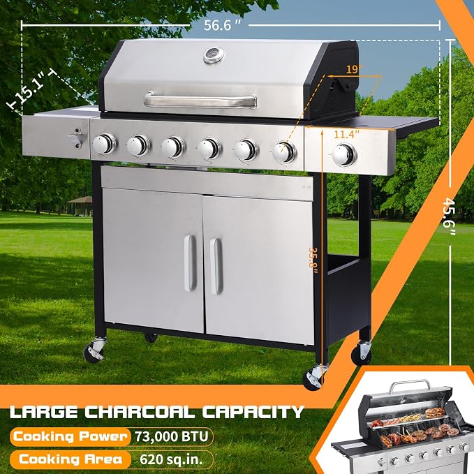 CIG GARDEN 6 Burner Propane Gas Grill - Image 2