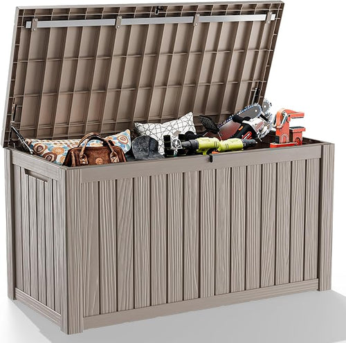 150 GallonOutdoor Storage Box, Resin Deck Boxes Waterproof, IndoorOutdoor Bin by GGYI