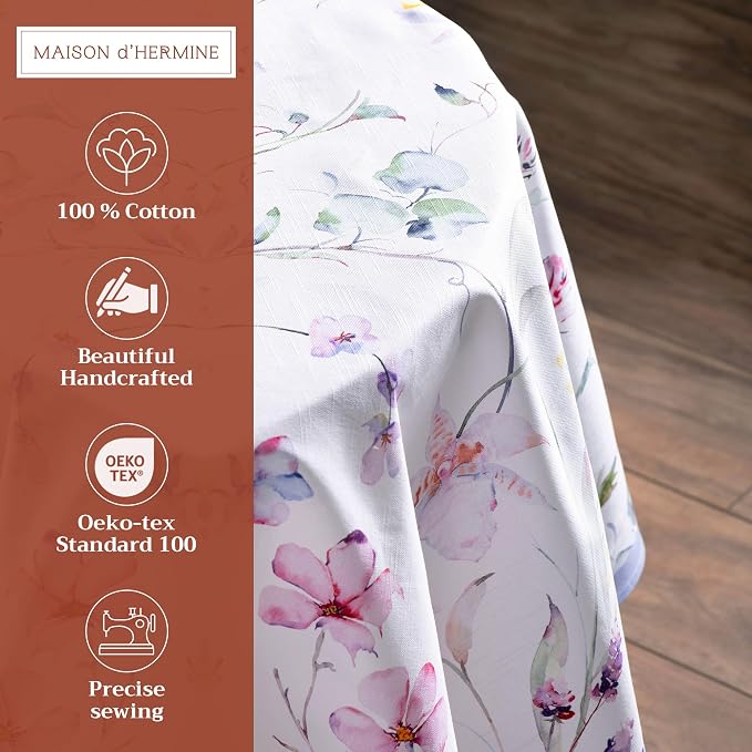 Maison d' Hermine Table Cloth Round Table 100% Cotton 63 Inches Tablecloth - Image 2