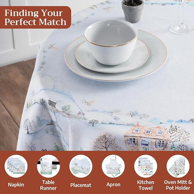 Maison d' Hermine Table Cloth Round Table 100% Cotton 63 Inches Fall Tablecloth - Image 4