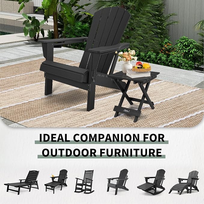 FUNBERRY Outdoor Folding Adirondack Side Table, Portable No Assembly Patio End - Image 8